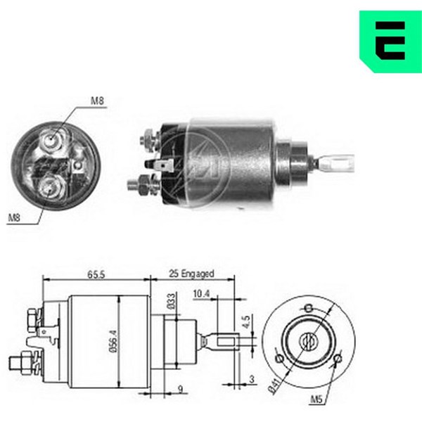 Magnetswitch, startmotor 12V