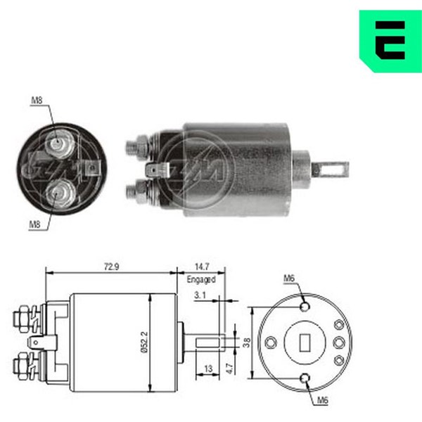 Magnetswitch, startmotor 12V Magnetswitch, startmotor 12V