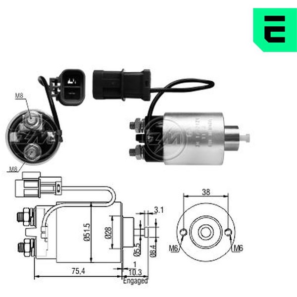 Magnetswitch, startmotor 12V