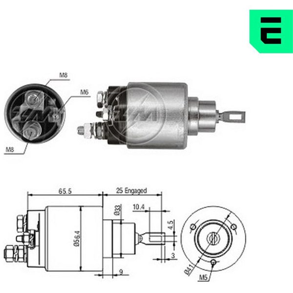 Magnetswitch, startmotor 12V