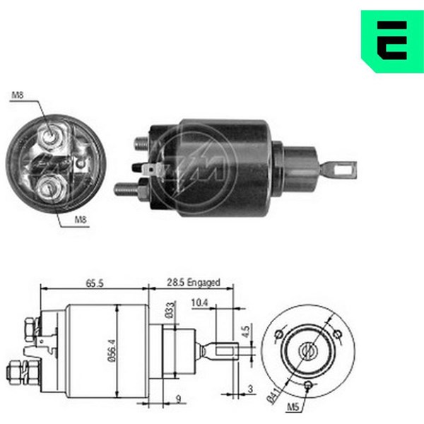 Magnetswitch, startmotor 12V