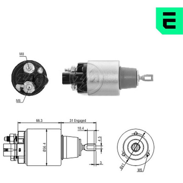 Magnetswitch, startmotor 12V