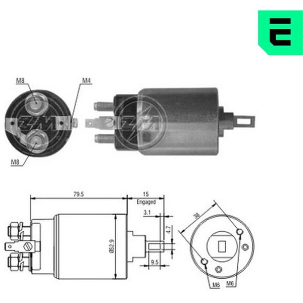 Magnetswitch, startmotor 12V