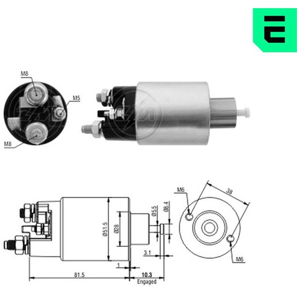 Magnetswitch, startmotor 12V