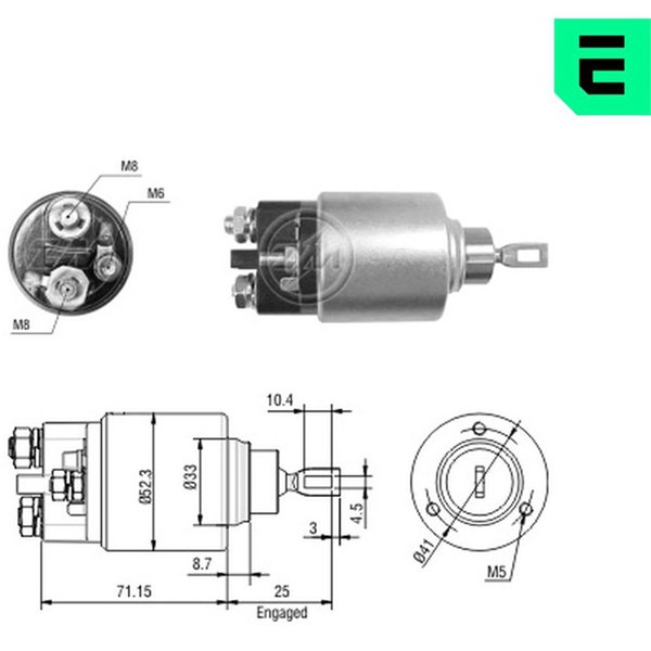 Magnetswitch, startmotor 12V