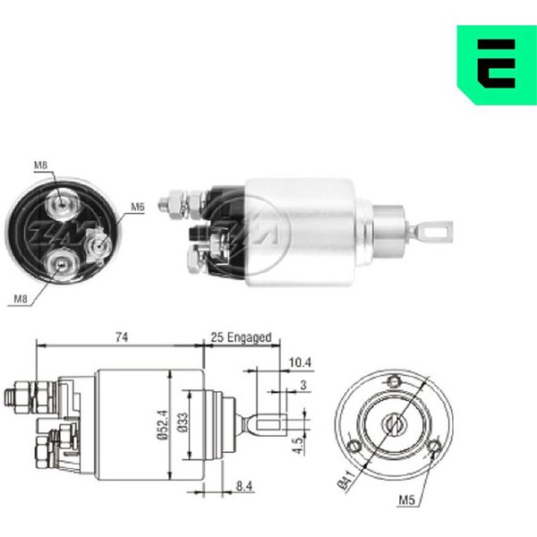 Magnetswitch, startmotor 12V
