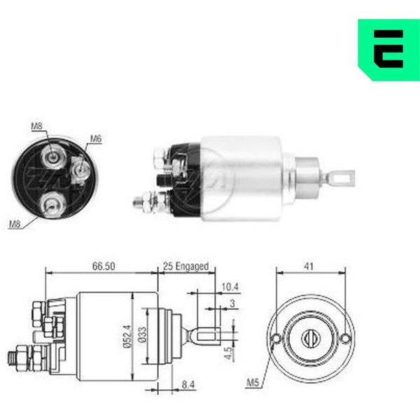 Magnetswitch, startmotor 12V