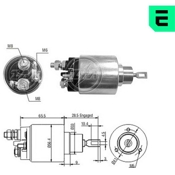 Magnetswitch, startmotor 12V