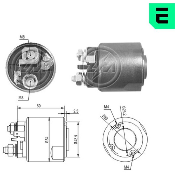 Magnetswitch, startmotor 12V