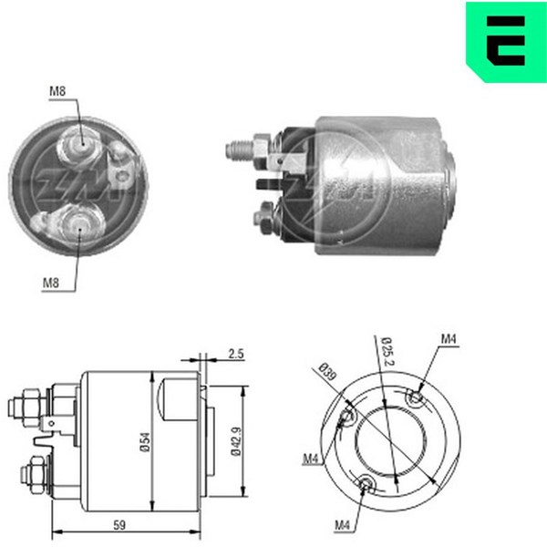 Magnetswitch, startmotor 12V