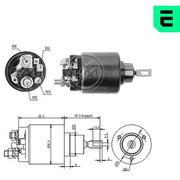 Magnetswitch, startmotor 12V