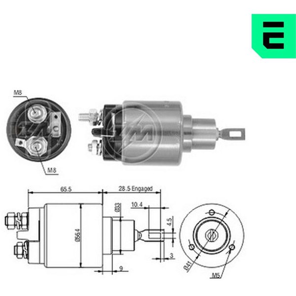 Magnetswitch, startmotor 12V