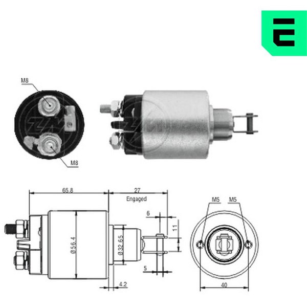 Magnetswitch, startmotor 12V