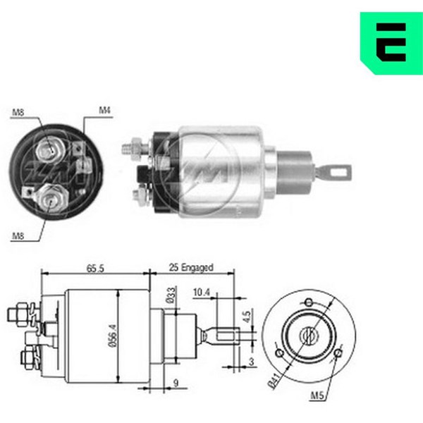 Magnetswitch, startmotor 12V