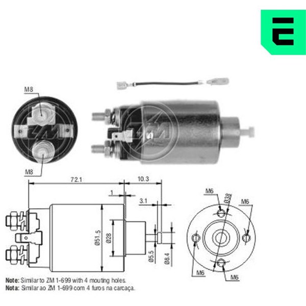 Magnetswitch, startmotor 12V