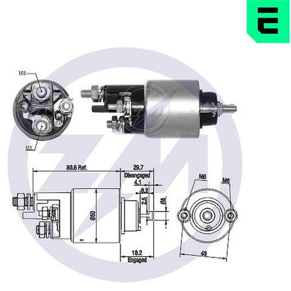 Magnetswitch, startmotor 12V
