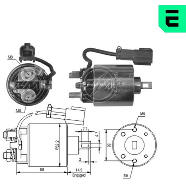 Magnetswitch, startmotor 12V