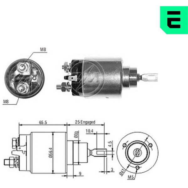 Magnetswitch, startmotor 12V