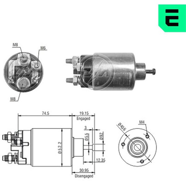 Magnetswitch, startmotor 12V