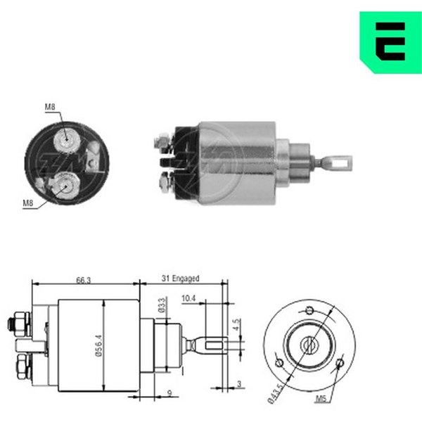 Magnetswitch, startmotor 12V