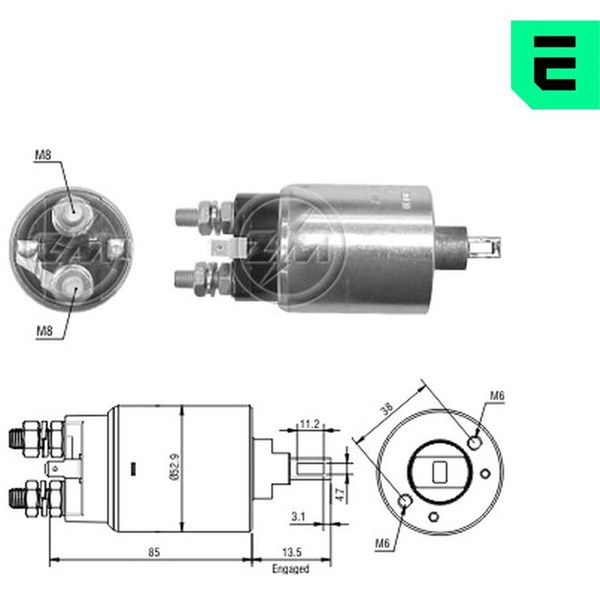 Magnetswitch, startmotor 12V