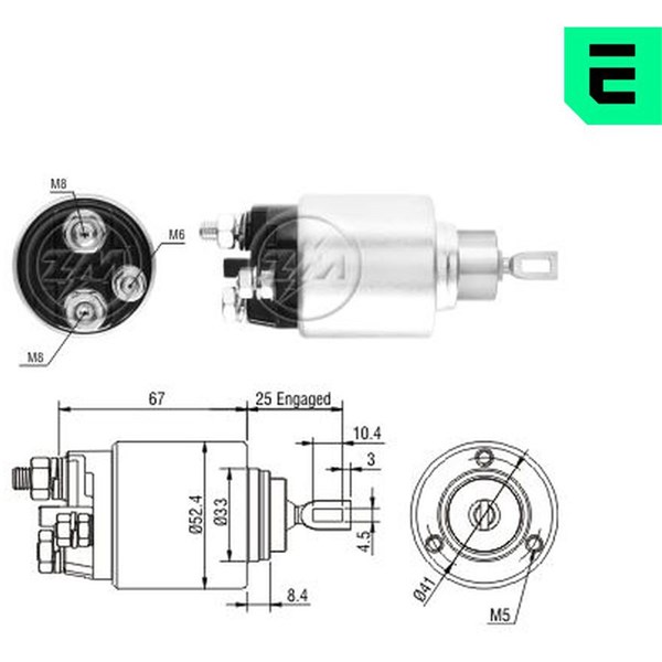 Magnetswitch, startmotor 12V