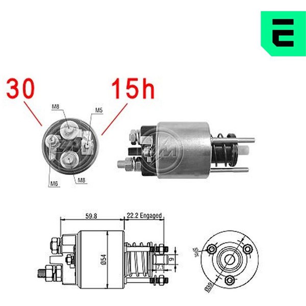 Magnetswitch, startmotor 12V