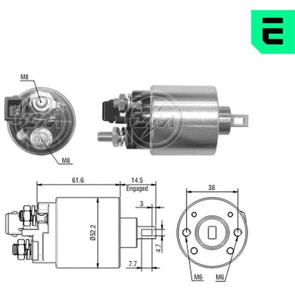 Magnetswitch, startmotor 12V