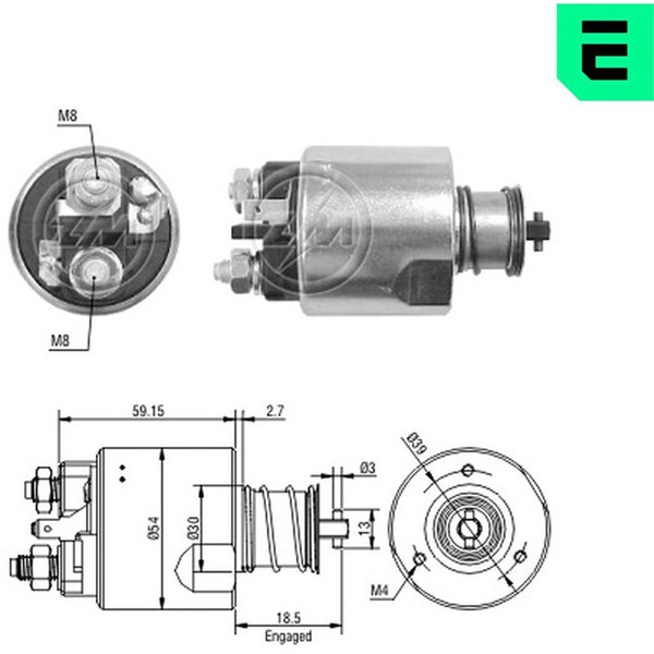 Magnetswitch, startmotor 12V