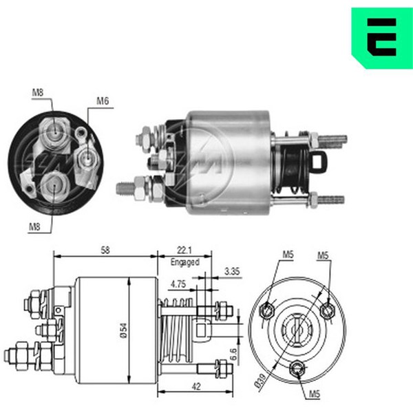 Magnetswitch, startmotor 12V