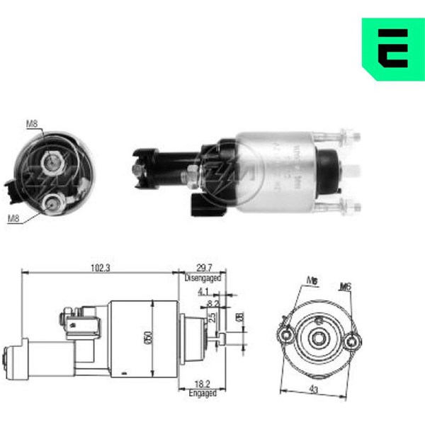 Magnetswitch, startmotor 12V