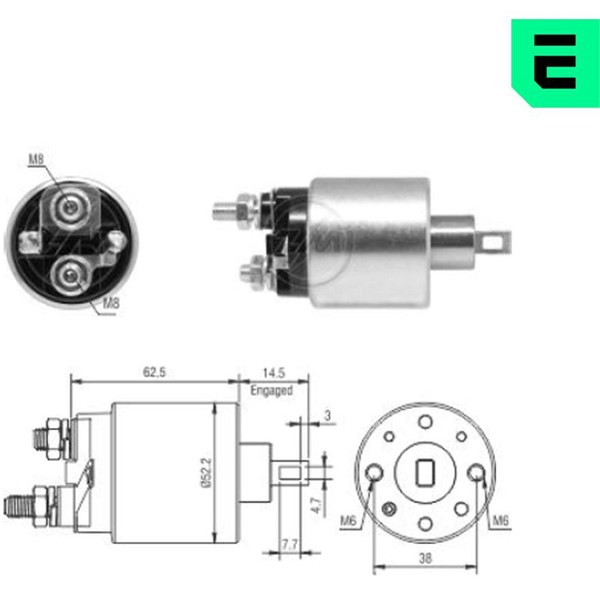 Magnetswitch, startmotor 12V