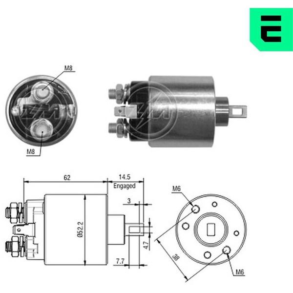 Magnetswitch, startmotor 12V