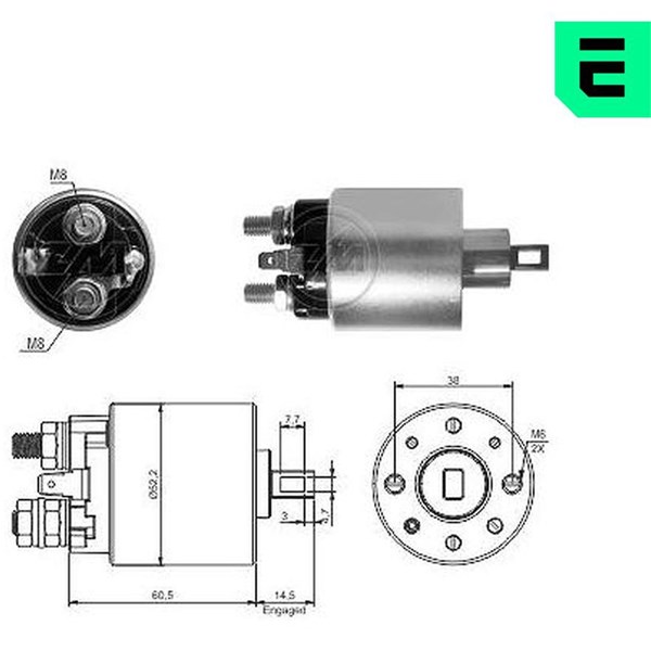 Magnetswitch, startmotor 12V