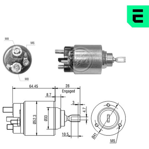 Magnetswitch, startmotor 12V