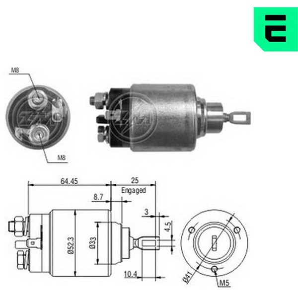 Magnetswitch, startmotor 12V