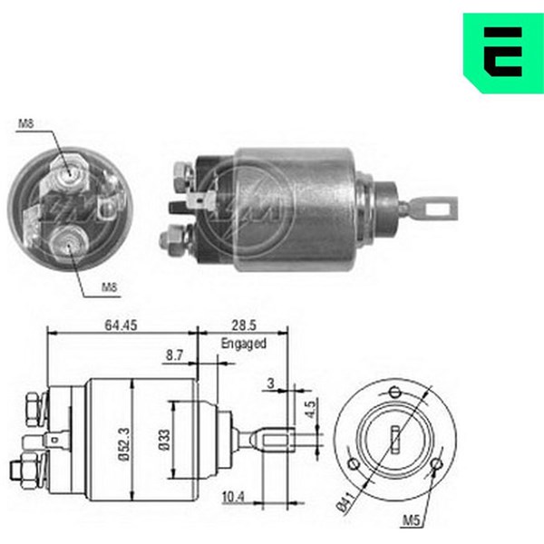 Magnetswitch, startmotor 12V
