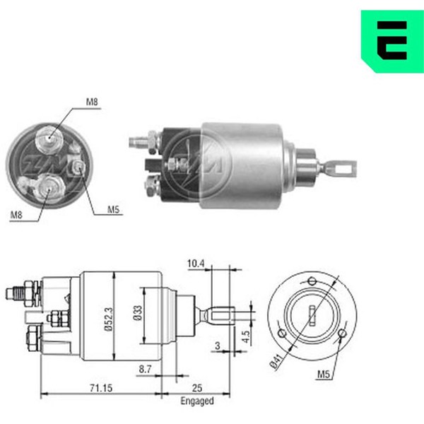 Magnetswitch, startmotor 12V