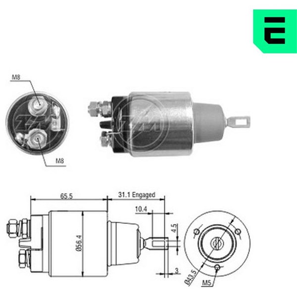 Magnetswitch, startmotor 12V