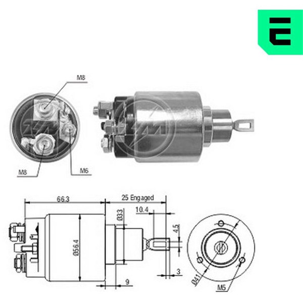 Magnetswitch, startmotor 12V