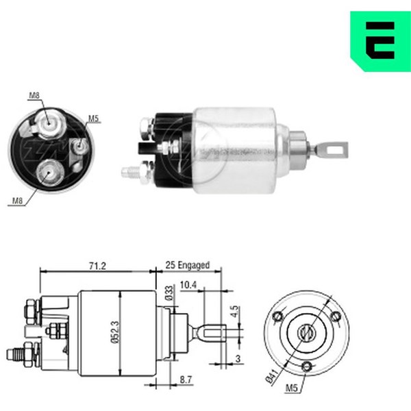 Magnetswitch, startmotor 12V