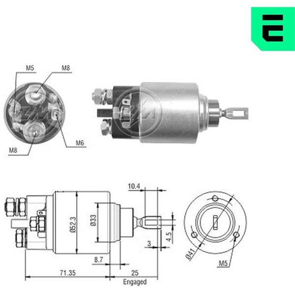 Magnetswitch, startmotor 12V