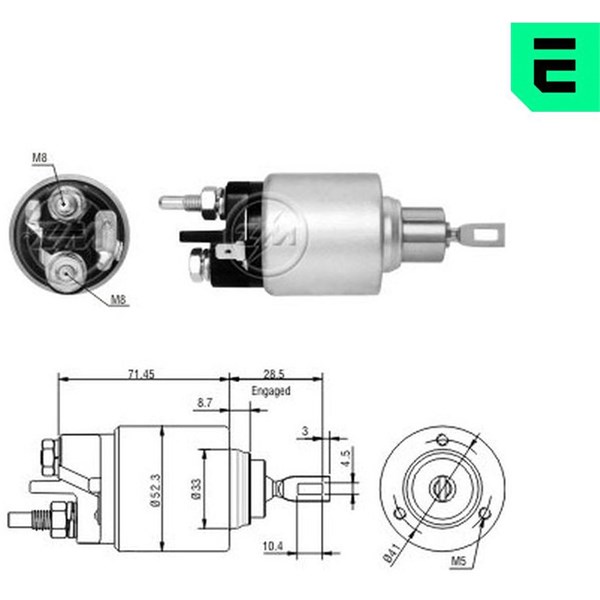 Magnetswitch, startmotor 12V