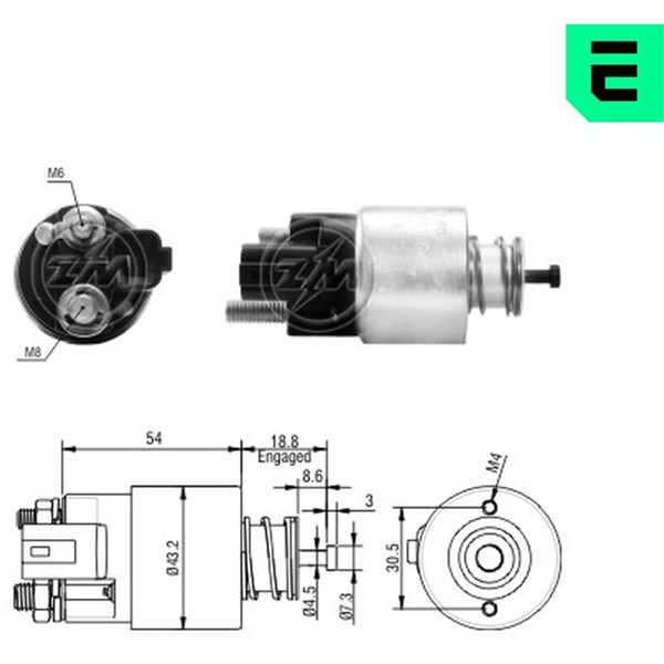 Magnetswitch, startmotor 12V
