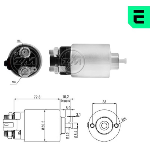 Magnetswitch, startmotor 12V