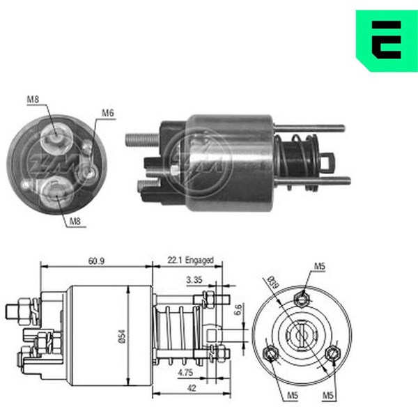Magnetswitch, startmotor 12V