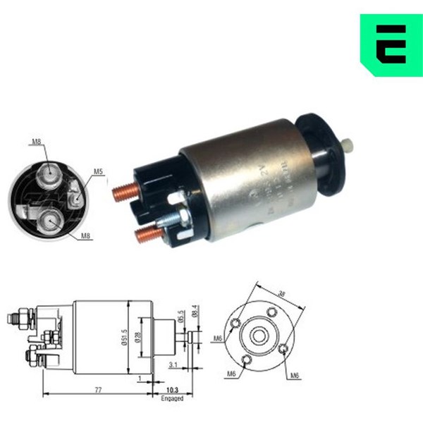 Magnetswitch, startmotor 12V