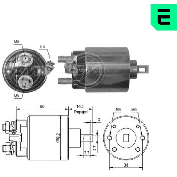 Magnetswitch, startmotor 12V