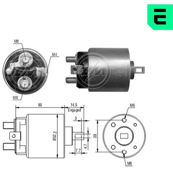 Magnetswitch, startmotor 12V
