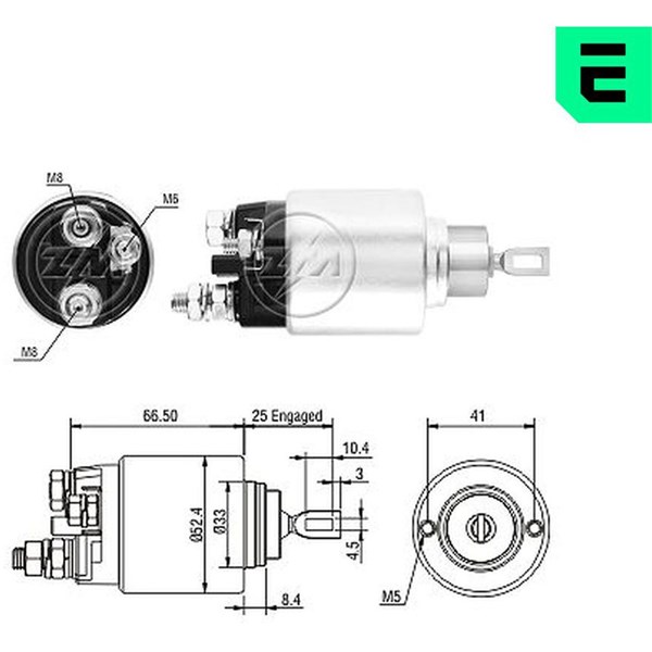 Magnetswitch, startmotor 12V